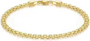 14K Gold Bracelets for Womens Bracelet Mens 14K Gold Chain Bracelet Cuban Link Chain Stackable Bracelets for women 6.5-9in