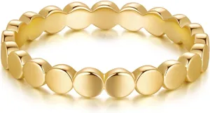 14K Gold Stackable Rings for Women Non-Tarnish Circular Linked Chunky Gold Rings Available in Sizes 5-9