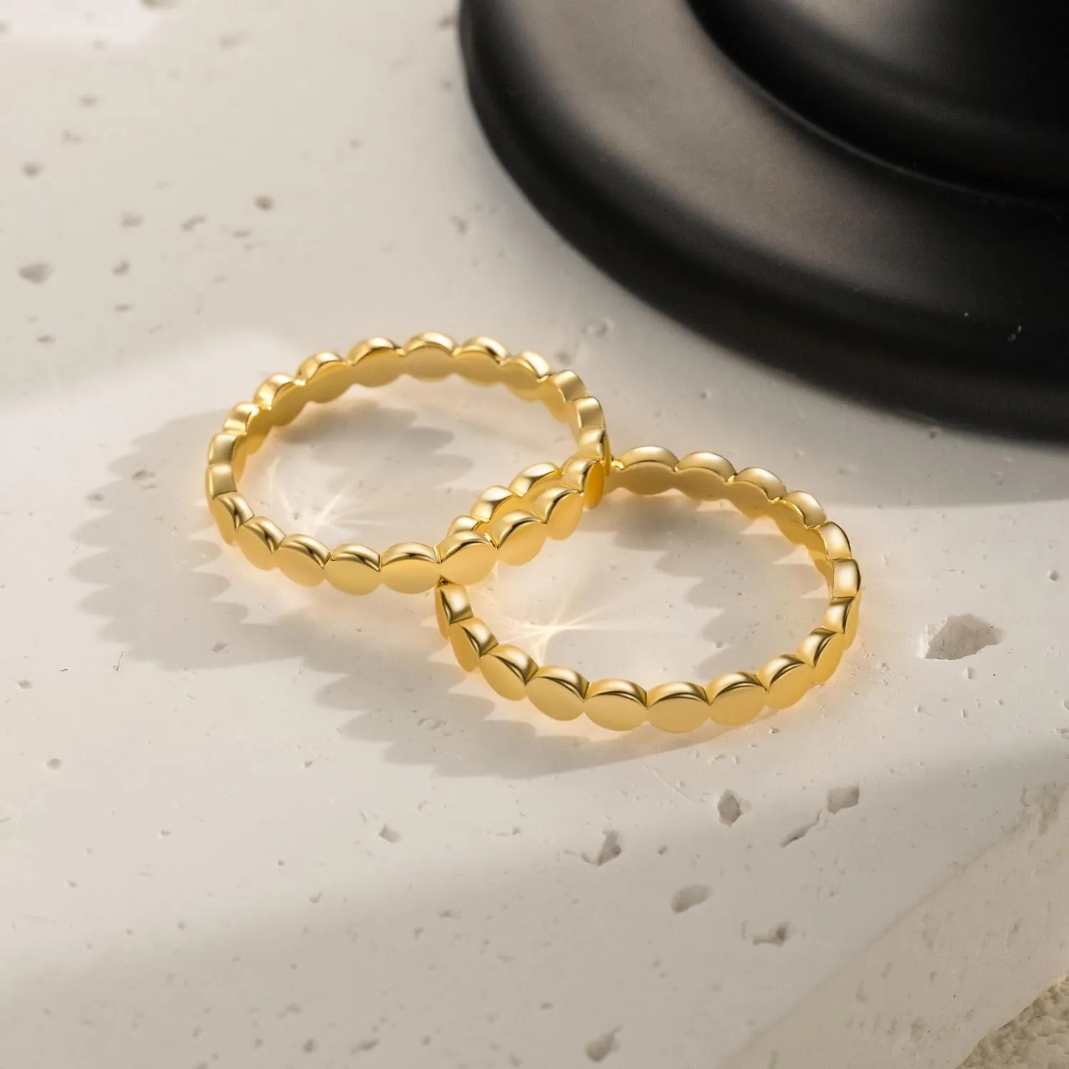 14K Gold Stackable Rings for Women Non-Tarnish Circular Linked Chunky Gold Rings Available in Sizes 5-9