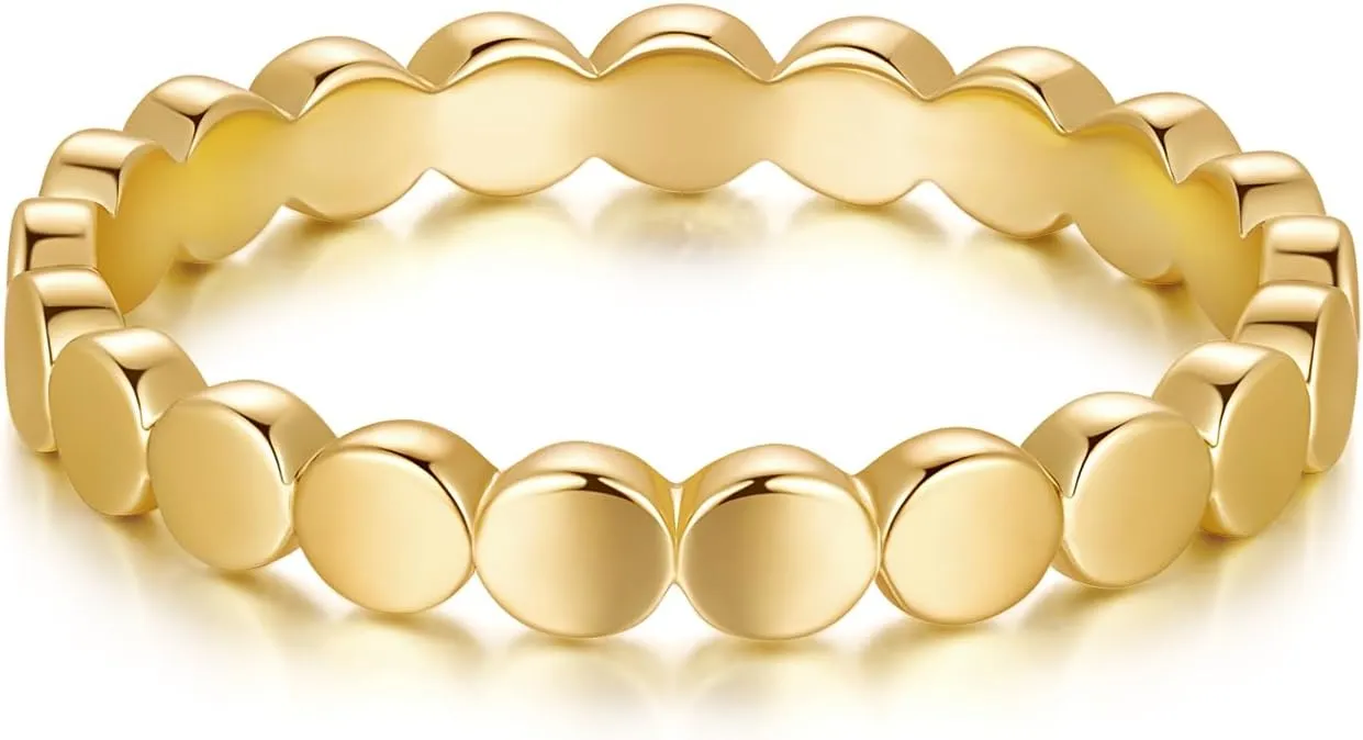 14K Gold Stackable Rings for Women Non-Tarnish Circular Linked Chunky Gold Rings Available in Sizes 5-9