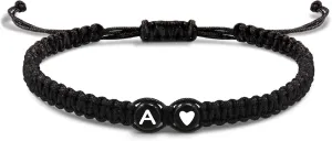 Btysun Initial Bracelets for Women Teen Gifts Trendy Stuff Best Friend Birthday Gifts Graduation Adjustable Letter A-Z Braided Bracelets Heart Link Sister Daughter Mother's Day Mom Female Christmas Jewelry