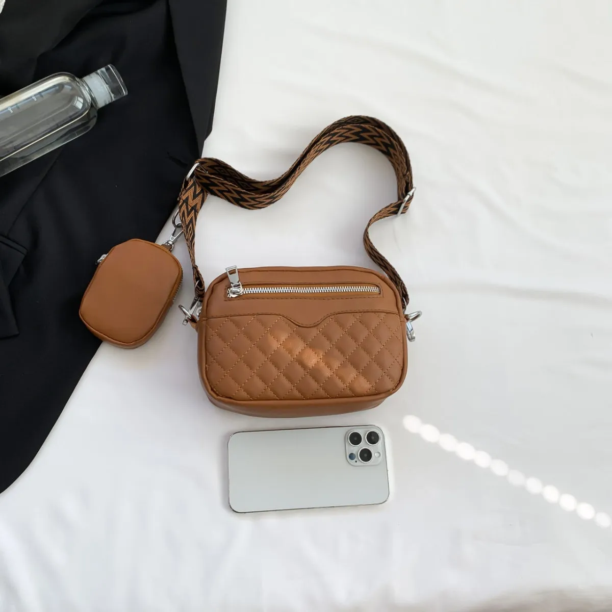 Cleo Quilted Vegan Leather Crossbody Bag