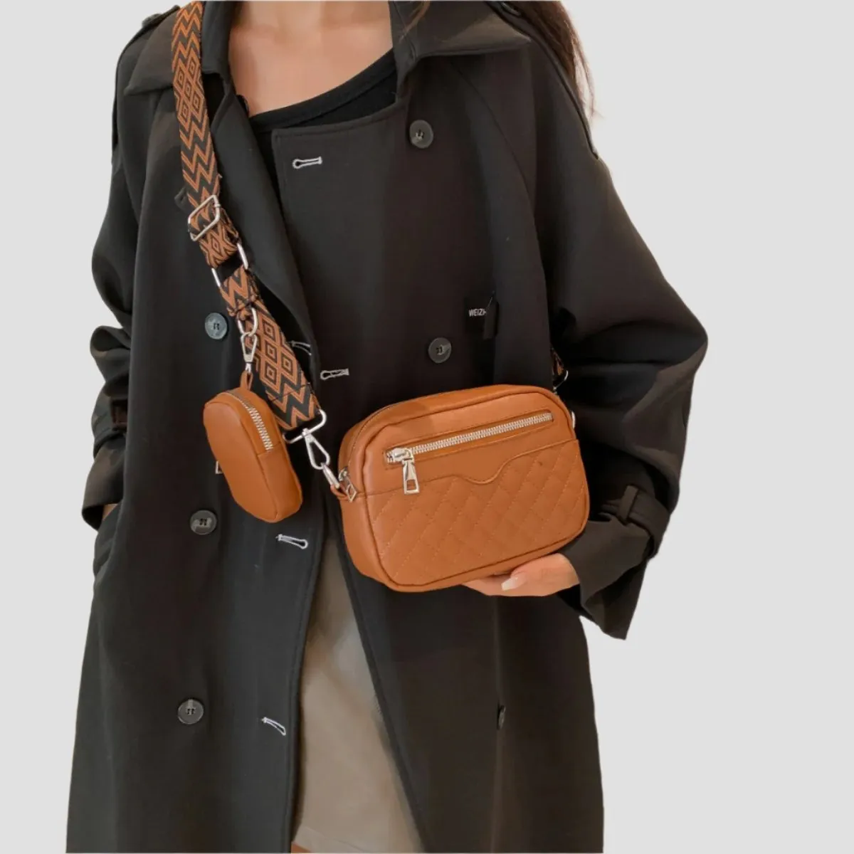 Cleo Quilted Vegan Leather Crossbody Bag