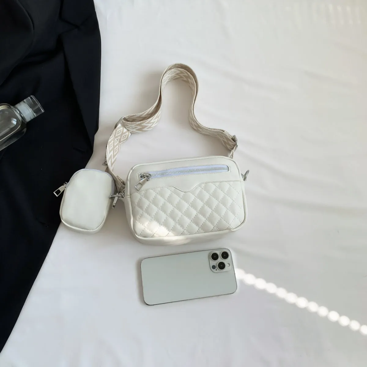 Cleo Quilted Vegan Leather Crossbody Bag