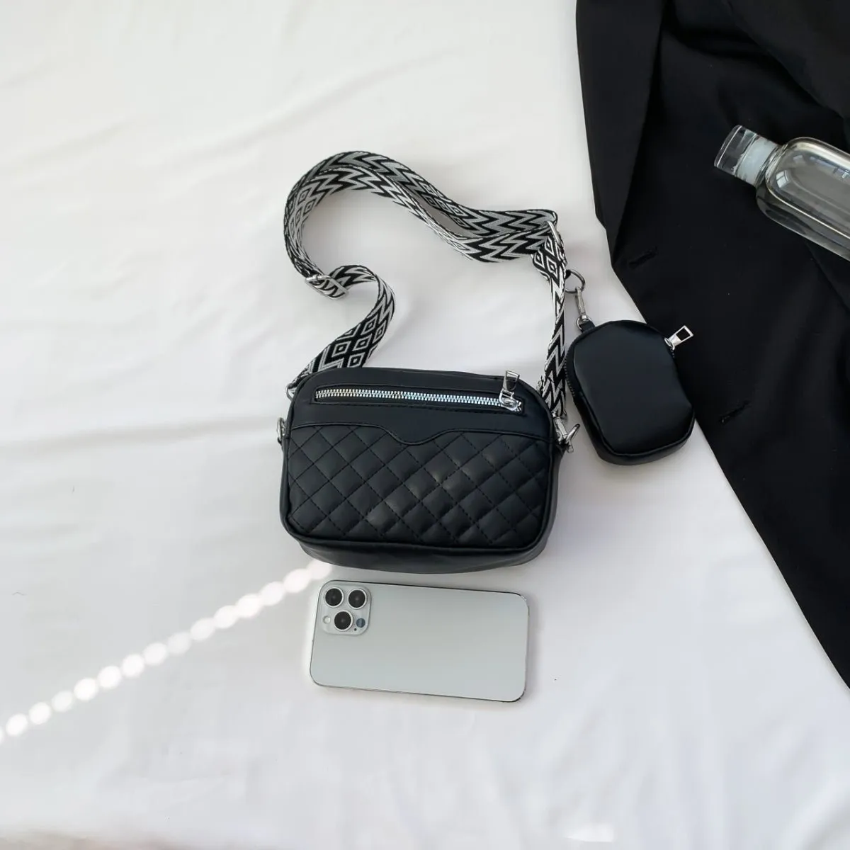 Cleo Quilted Vegan Leather Crossbody Bag