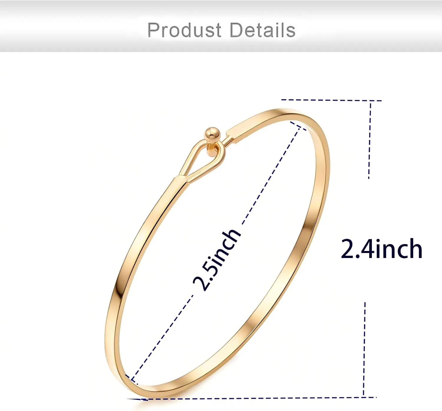 Dainty Gold Bar Bracelet for Women Simple Delicate Thin Cuff Bangle Hook Bracelet 18K Gold Plated Handmade Minimalist Jewelry
