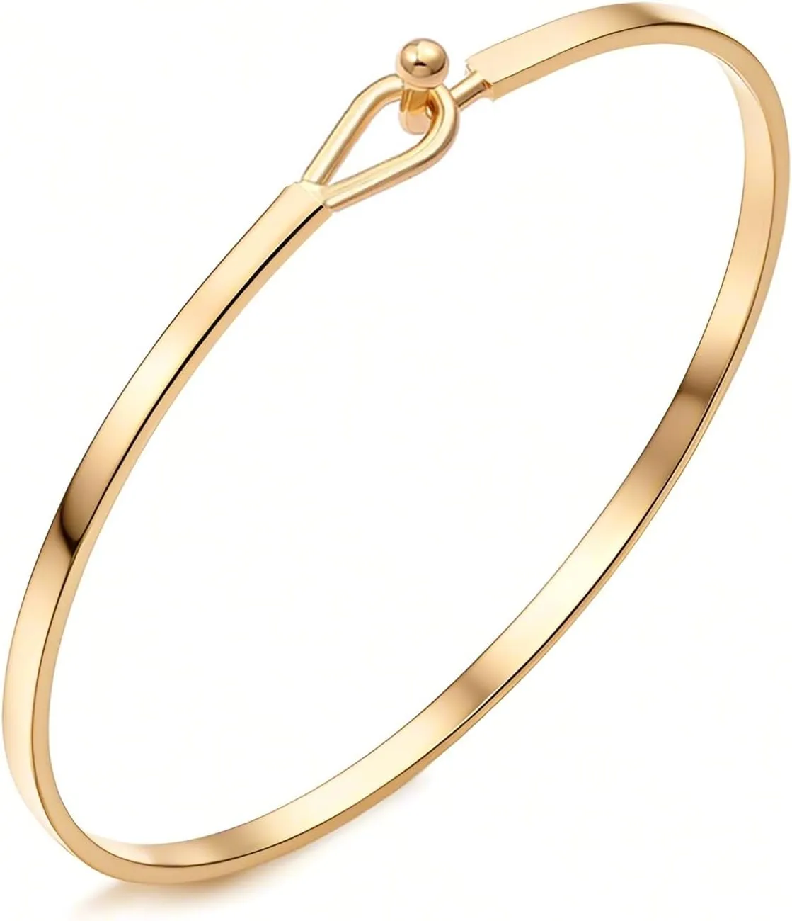 Dainty Gold Bar Bracelet for Women Simple Delicate Thin Cuff Bangle Hook Bracelet 18K Gold Plated Handmade Minimalist Jewelry