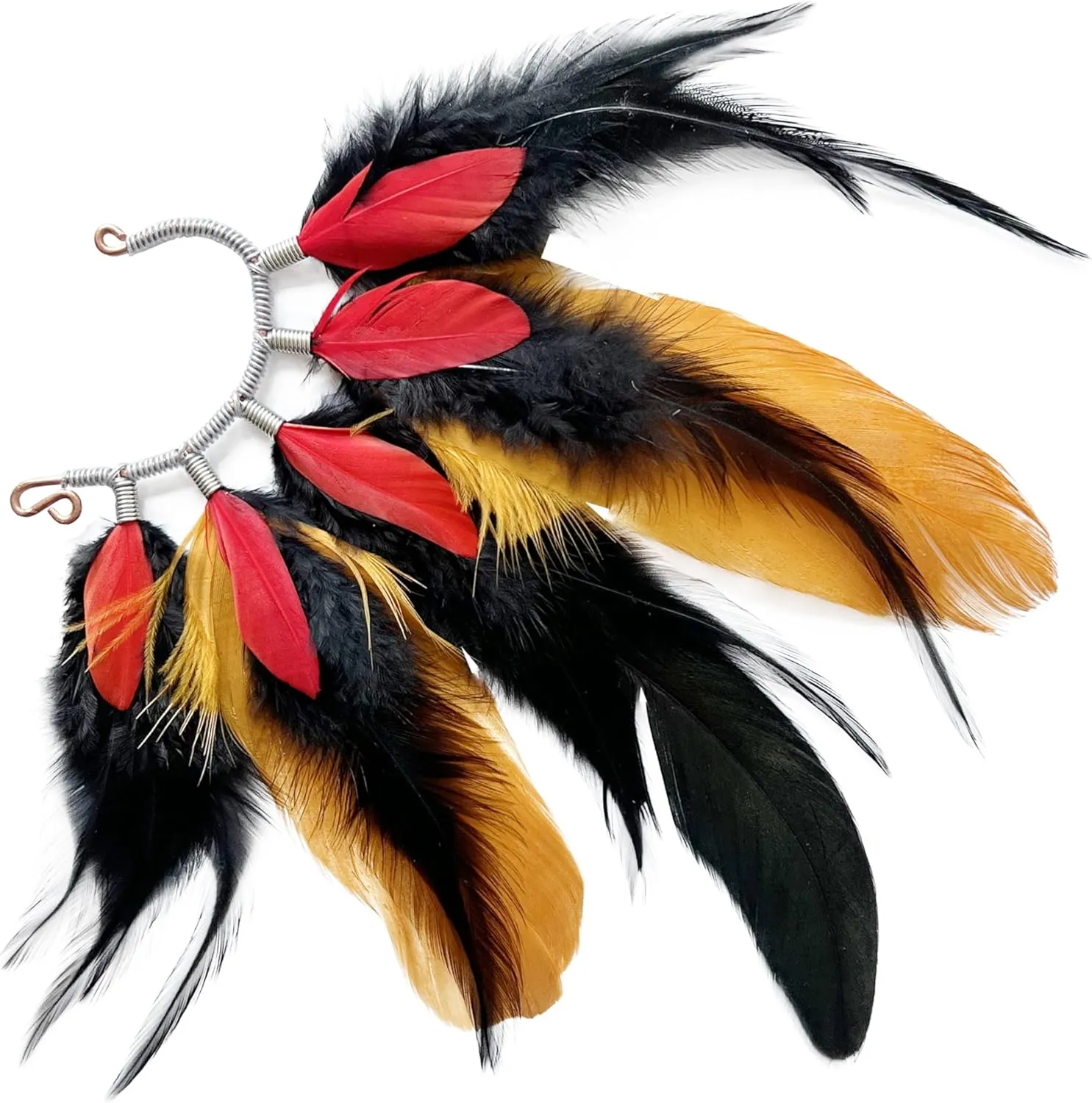 Feather Ear Cuff,Gorgeous feather earrings,Festival earrings,Tribal,Cosplay,Natural feathers Ear Wrap,Multicolored Feather Ear Cuff (Both Ears)