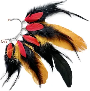 Feather Ear Cuff,Gorgeous feather earrings,Festival earrings,Tribal,Cosplay,Natural feathers Ear Wrap,Multicolored Feather Ear Cuff (Both Ears)