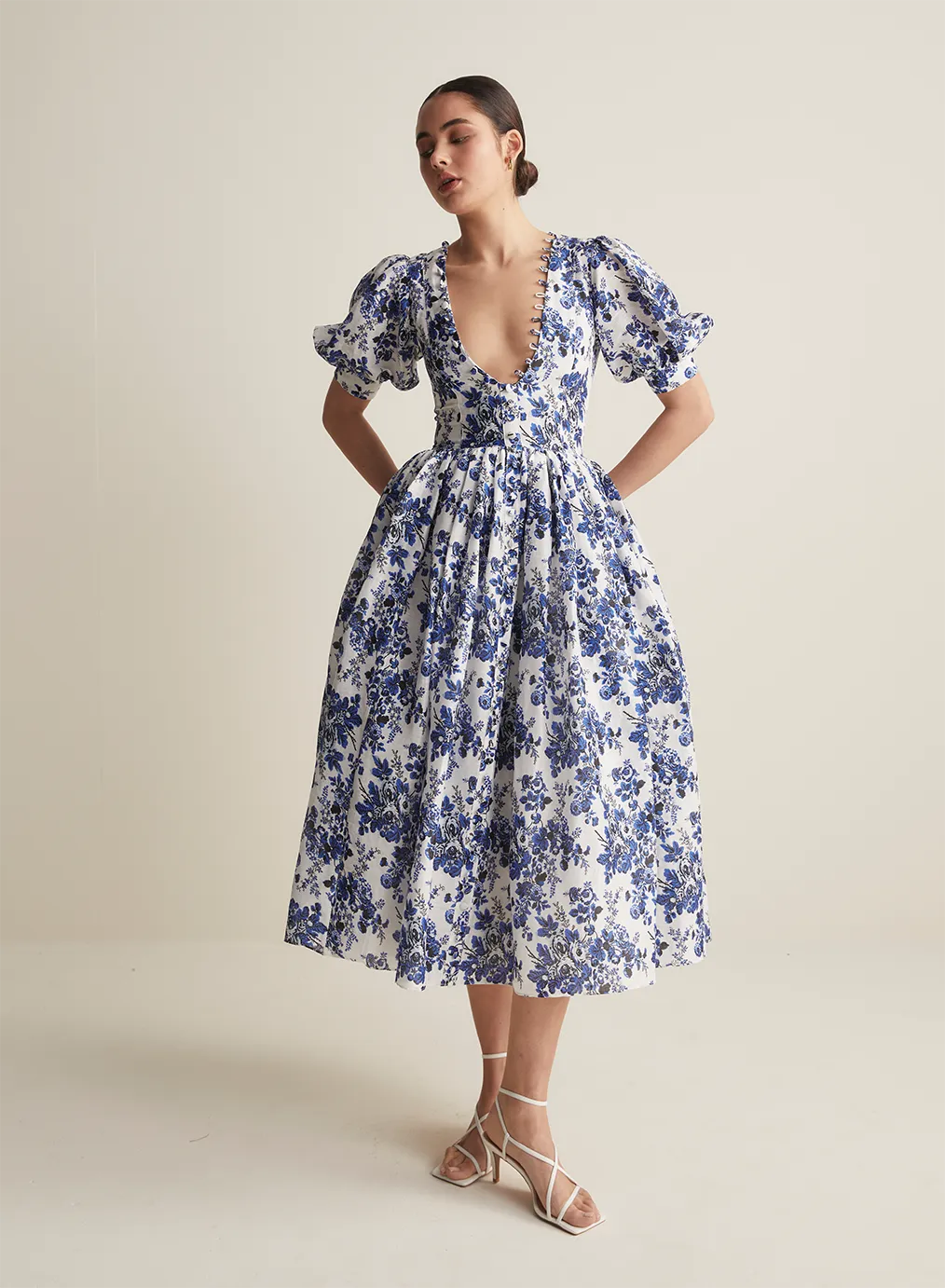 Florentine Silk Linen Midi Dress