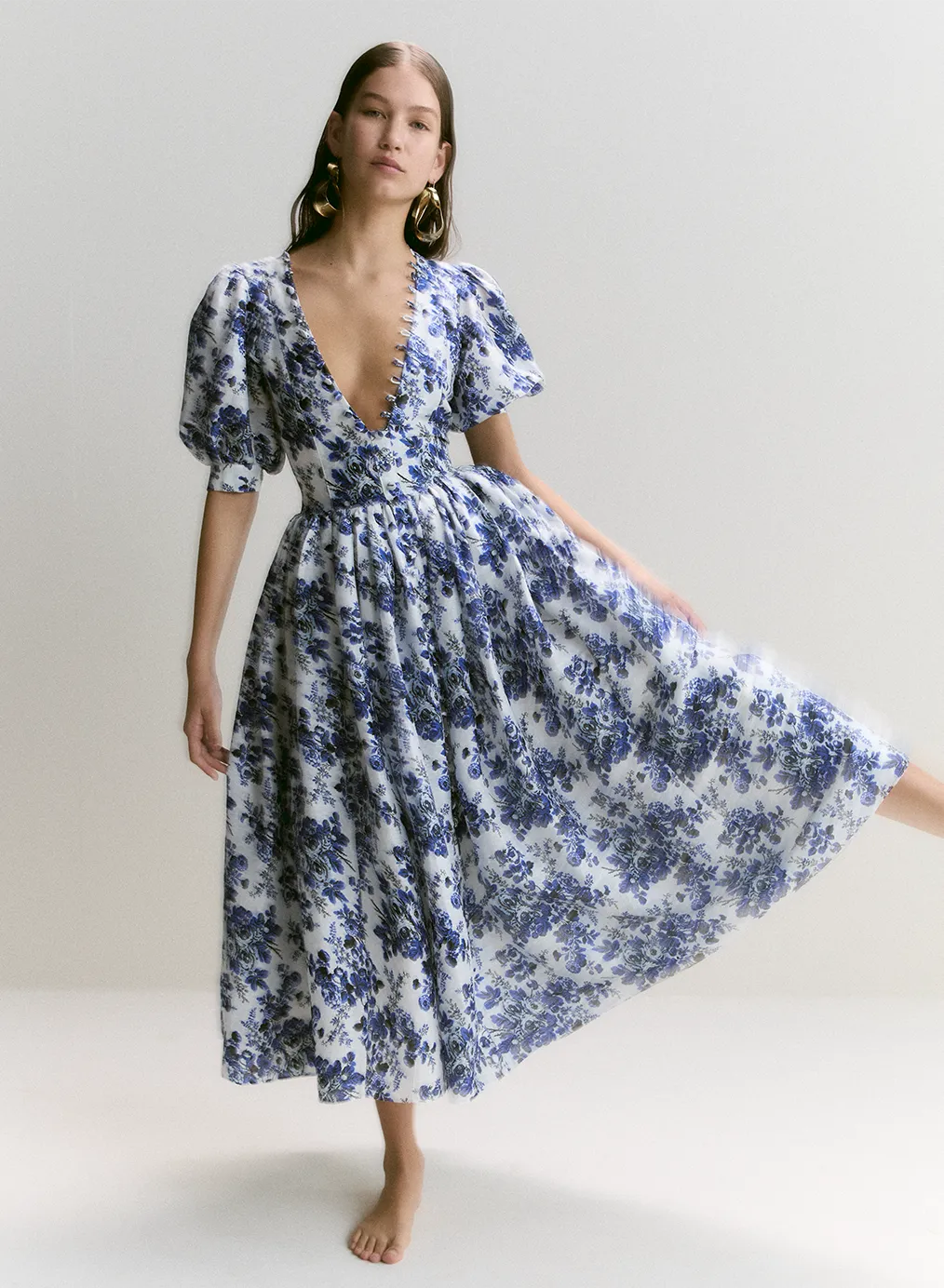 Florentine Silk Linen Midi Dress