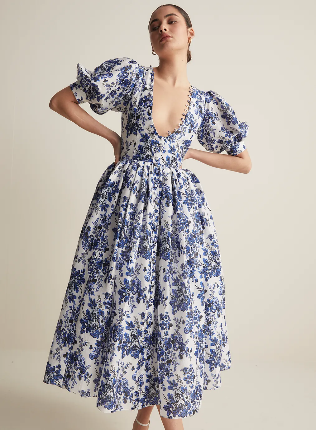 Florentine Silk Linen Midi Dress