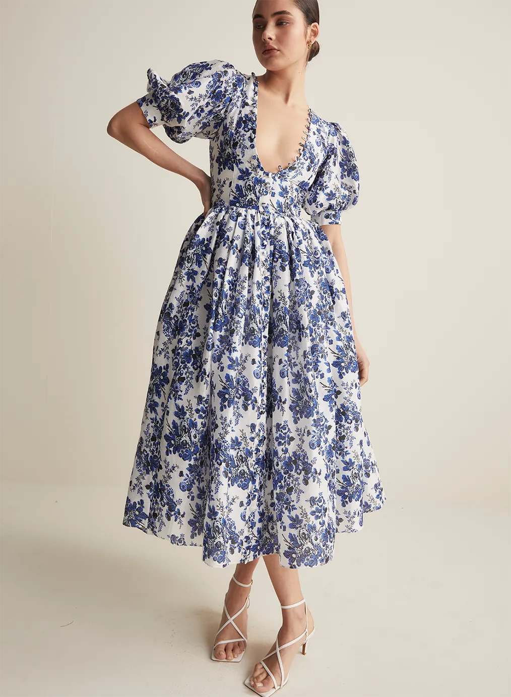 Florentine Silk Linen Midi Dress