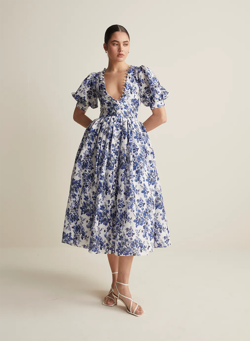 Florentine Silk Linen Midi Dress