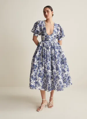 Florentine Silk Linen Midi Dress