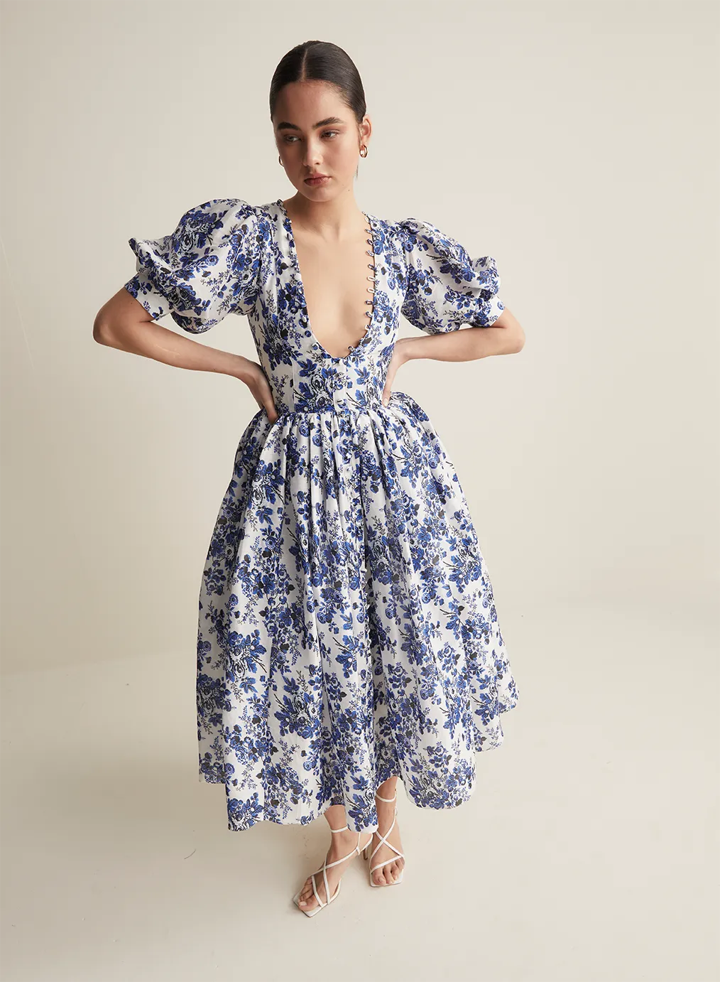 Florentine Silk Linen Midi Dress
