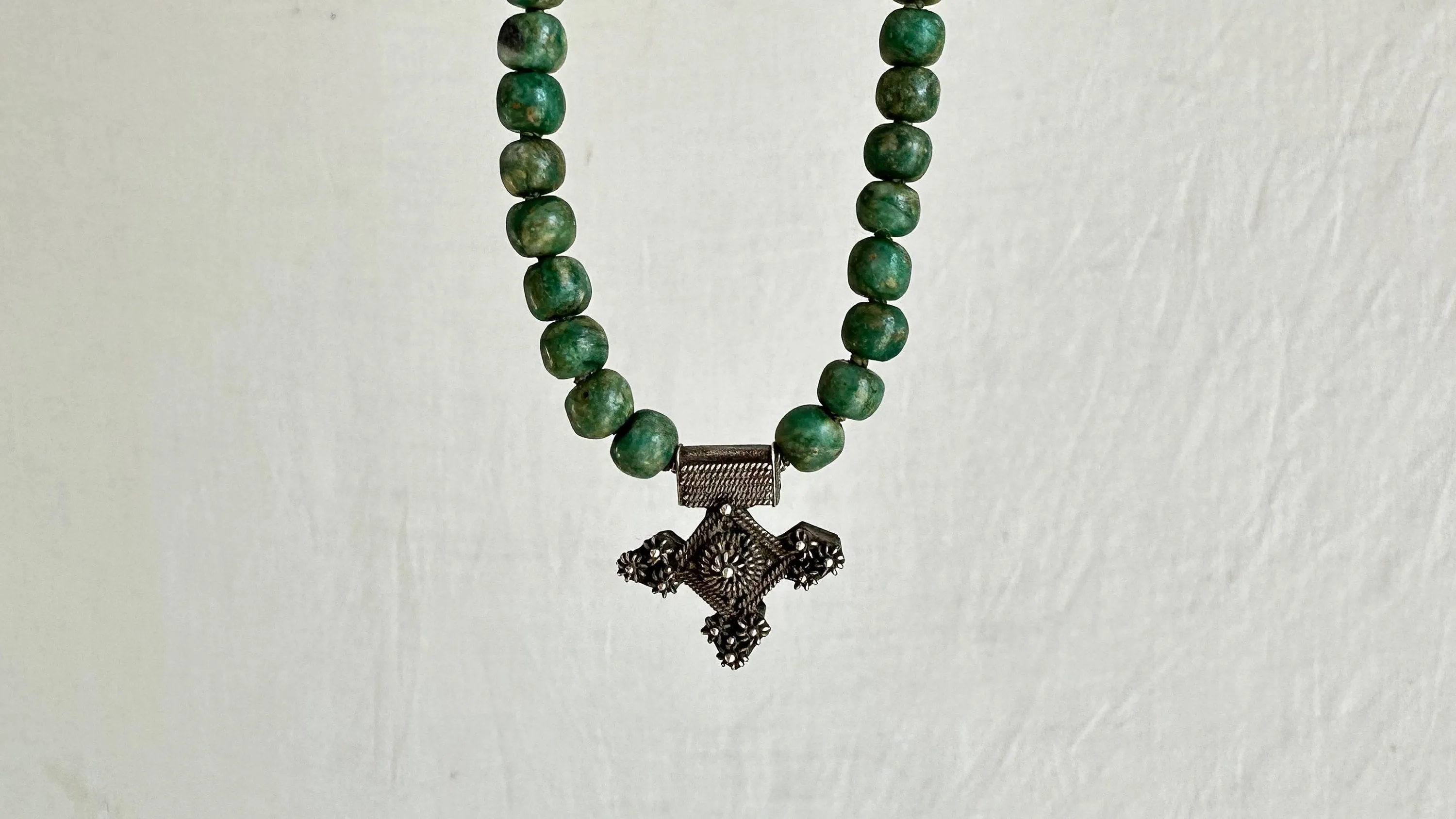 Guatemalita and Berber Silver Necklace. Jadeite. 2021