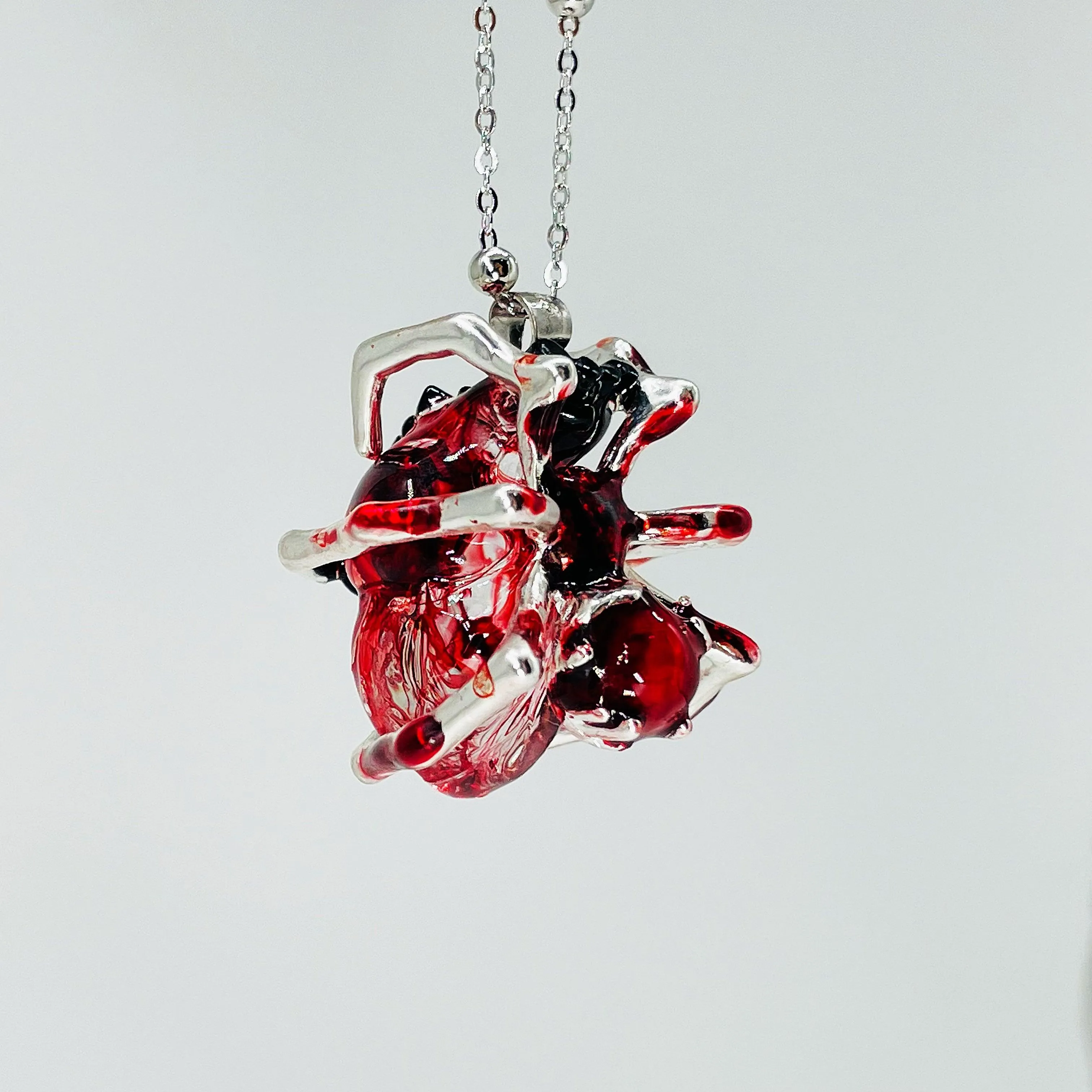 Handmade Spider Woven Heart Necklace