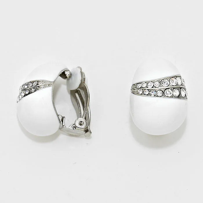 iLLASPARKZ Crystal Accented Enamel Clip On Earrings