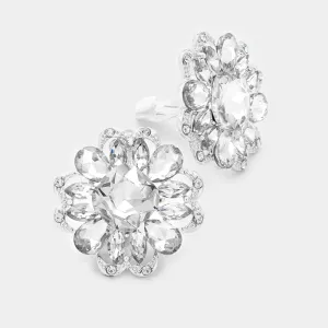 iLLASPARKZ Glass crystal flower clip on earrings