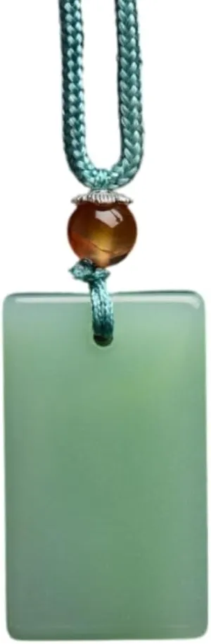 Imitation Jade Buckle Pendant Jade Pendant Necklace Circle Rectangle Jade Necklace Necklace as Handmade for Good Luck Stones Necklace Gemstone Jewelry for Men Handmade Jade Pendant