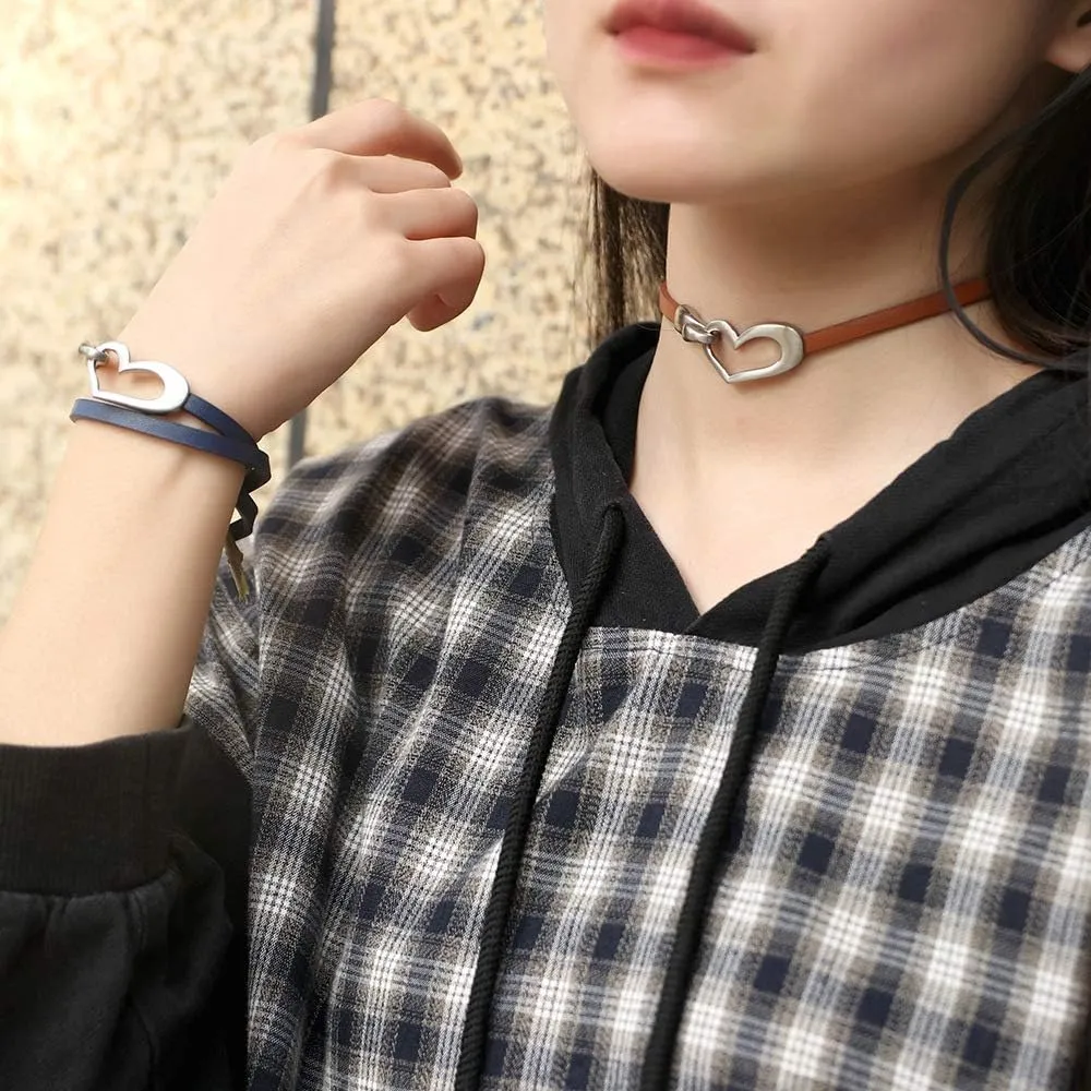 Long tiantian Heart Leather Bracelets for Women Stackable Layered Bangle Cuffs Boho Wrap Bracelets Boho Leather Jewelry Birthday Gifts for Women