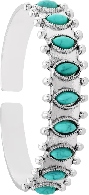 MINACHI Created Turquoise Bangle For Women - Oval Shape Cuff Bangle Jewelry