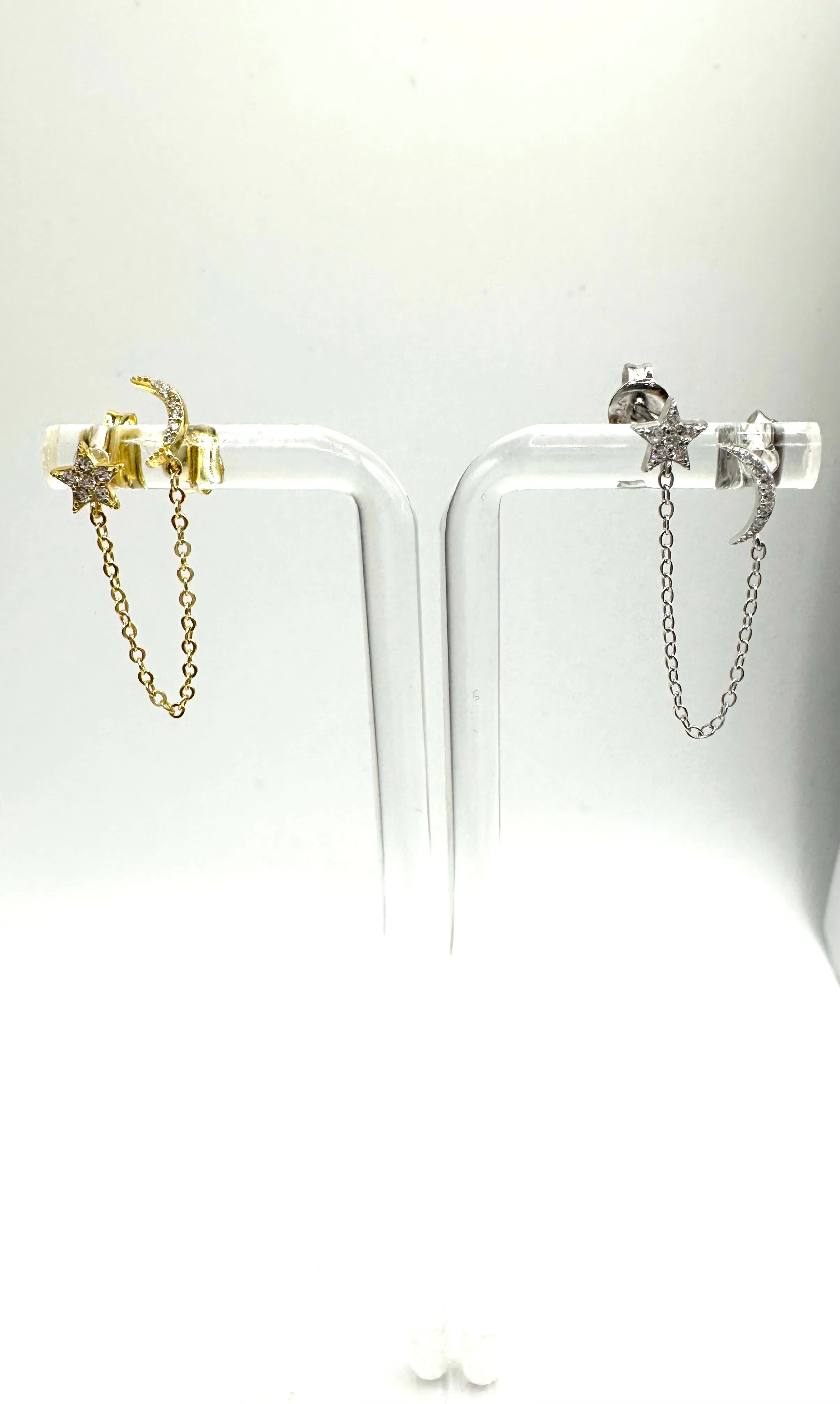 Moon Star Double Post Earrings
