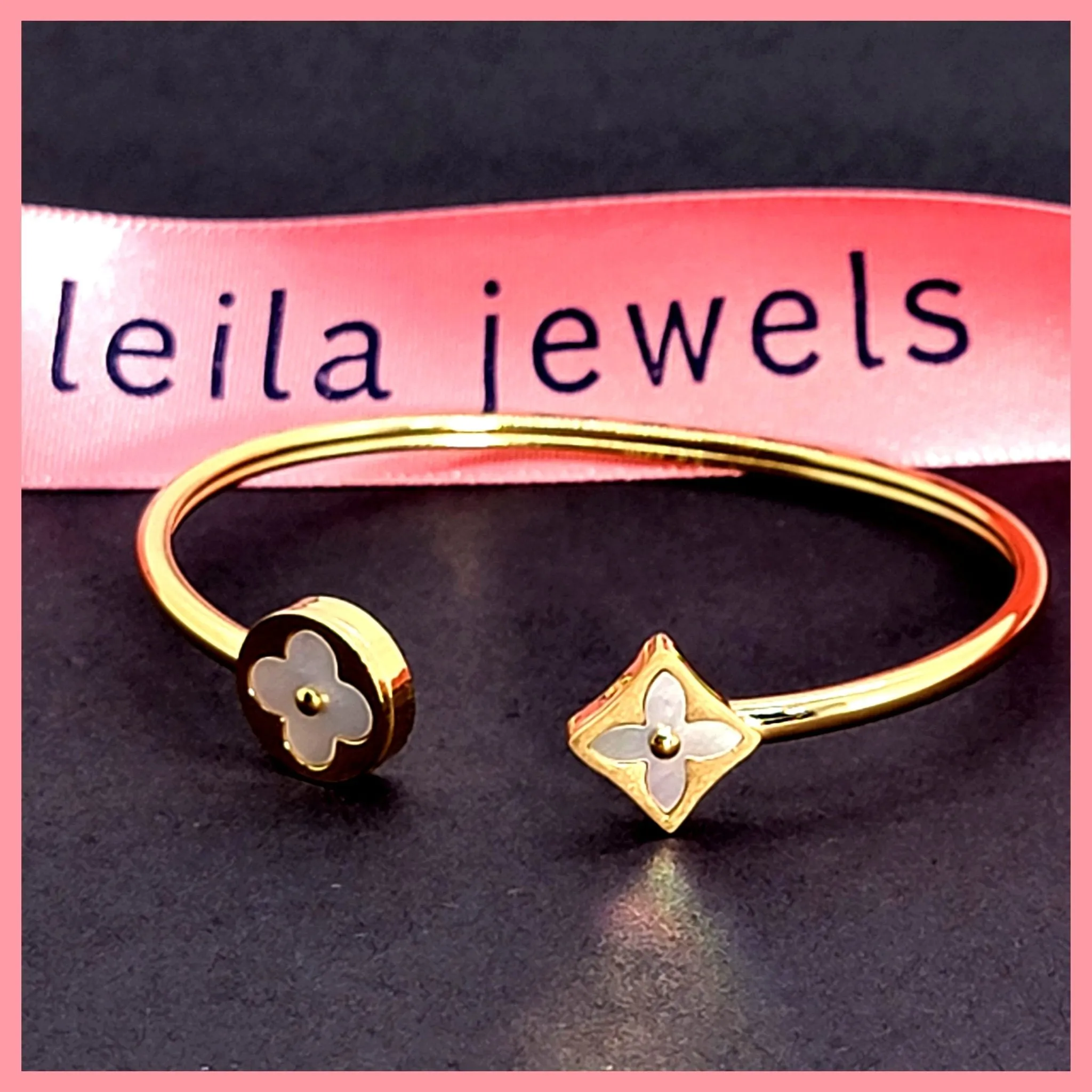 MOP Clover Open Bangle