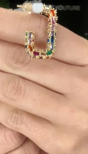 Multi Color "J" Earrings