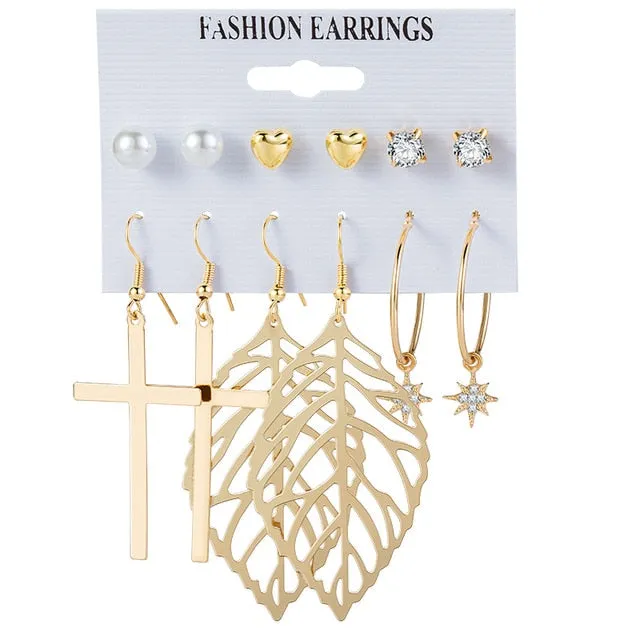 New Women's Earrings Set Tassel Pearl Acrylic Earrings For Women Bohemian Fashion Jewelry 2020 Geometric kolczyki Hoop Earings