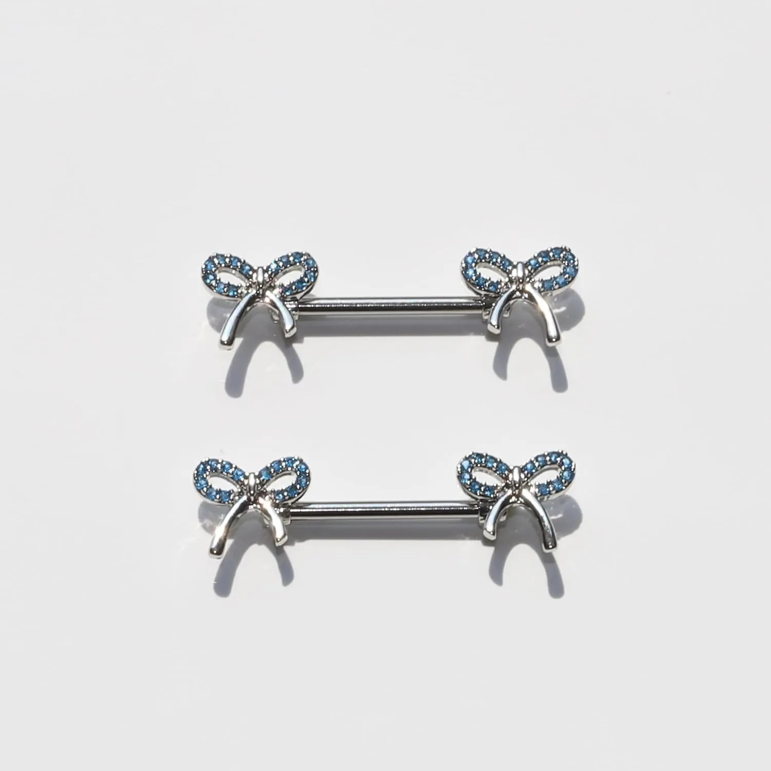 Nipple Rings - Surgical Stainless Steel Gold Silver Pink Blue Purple CZ Heart Butterfly Flower Bow Jewelry - 14 Gauge Nipple Bars and Barbells