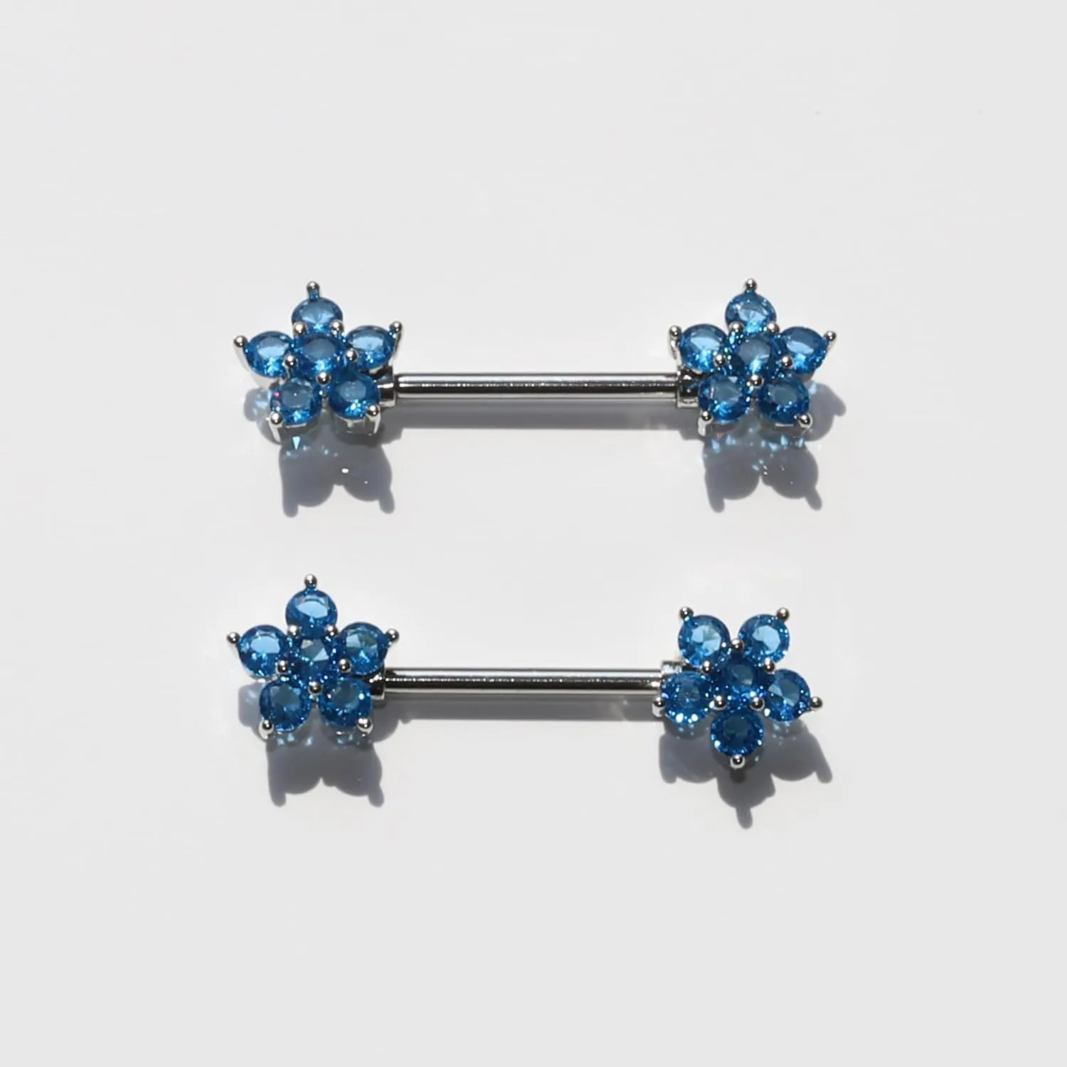 Nipple Rings - Surgical Stainless Steel Gold Silver Pink Blue Purple CZ Heart Butterfly Flower Bow Jewelry - 14 Gauge Nipple Bars and Barbells