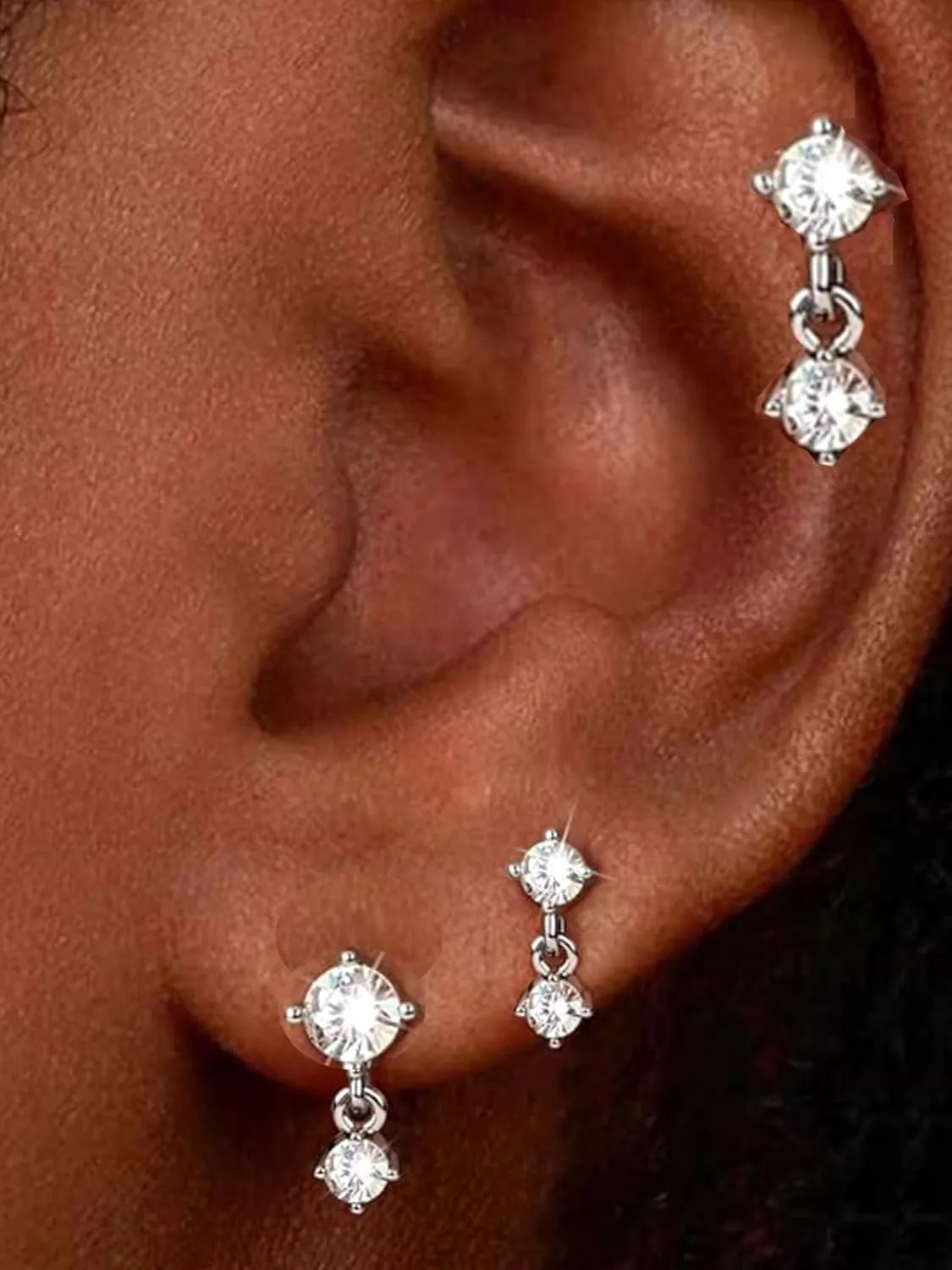 QWALIT 20g 18g 16g Tragus Piercing Jewelry Cartilage Tragus Earrings for Women Flat Back Nose Stud Internally Threaded Earrings Forward Helix Piercing Jewelry Threadless Taper Insertion Changing Tool