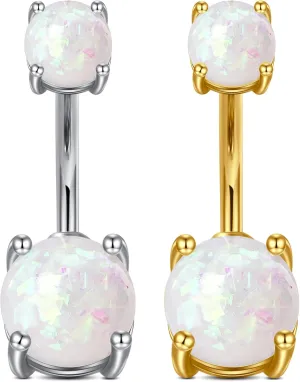 QWALIT Belly Button Ring Silver Gold Belly Rings Surgical Stainless Steel Belly Button Rings for Women Belly Button Piercing Jewelry Hypoallergenic Dangle Belly Button Ring Clicker Belly Ring Dangling