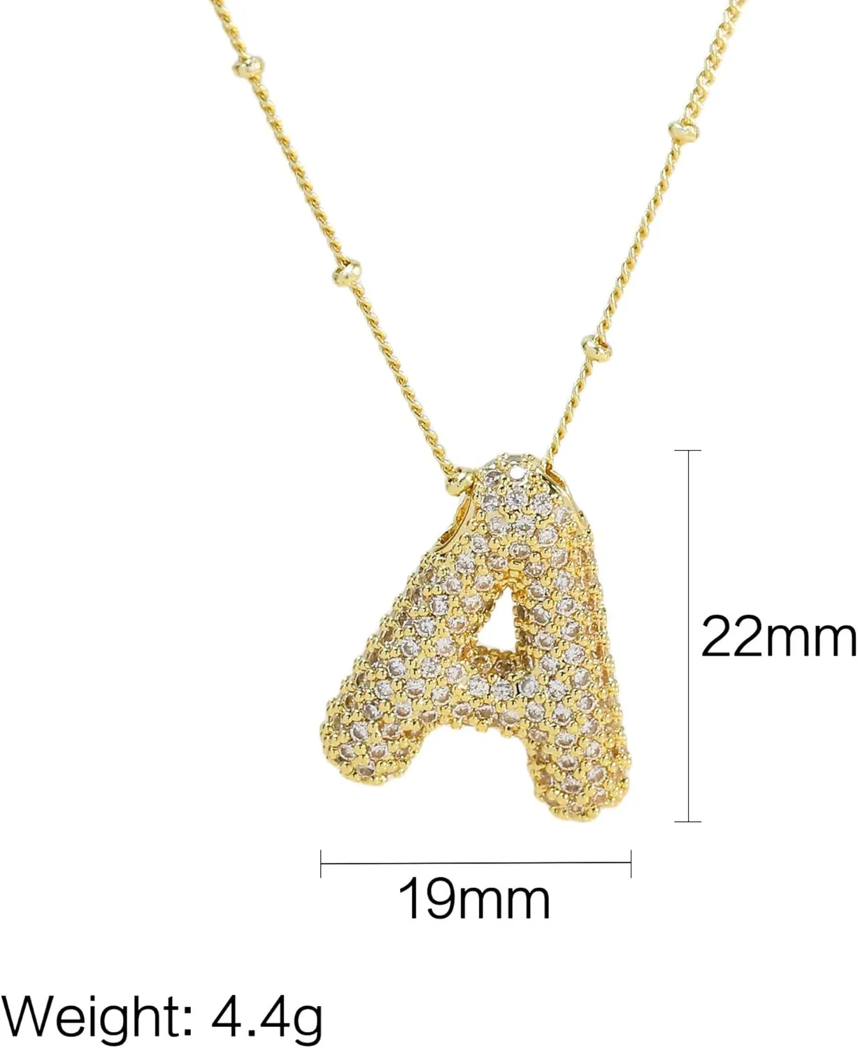 Shiny Cubic Zirconia Bubble Alphabet 26 A-Z,Puffy Name,Letter Necklace,Personalized Monogram Necklace,Balloon Initial Necklace Gifts for Women 18K Gold Plated Jewelry.