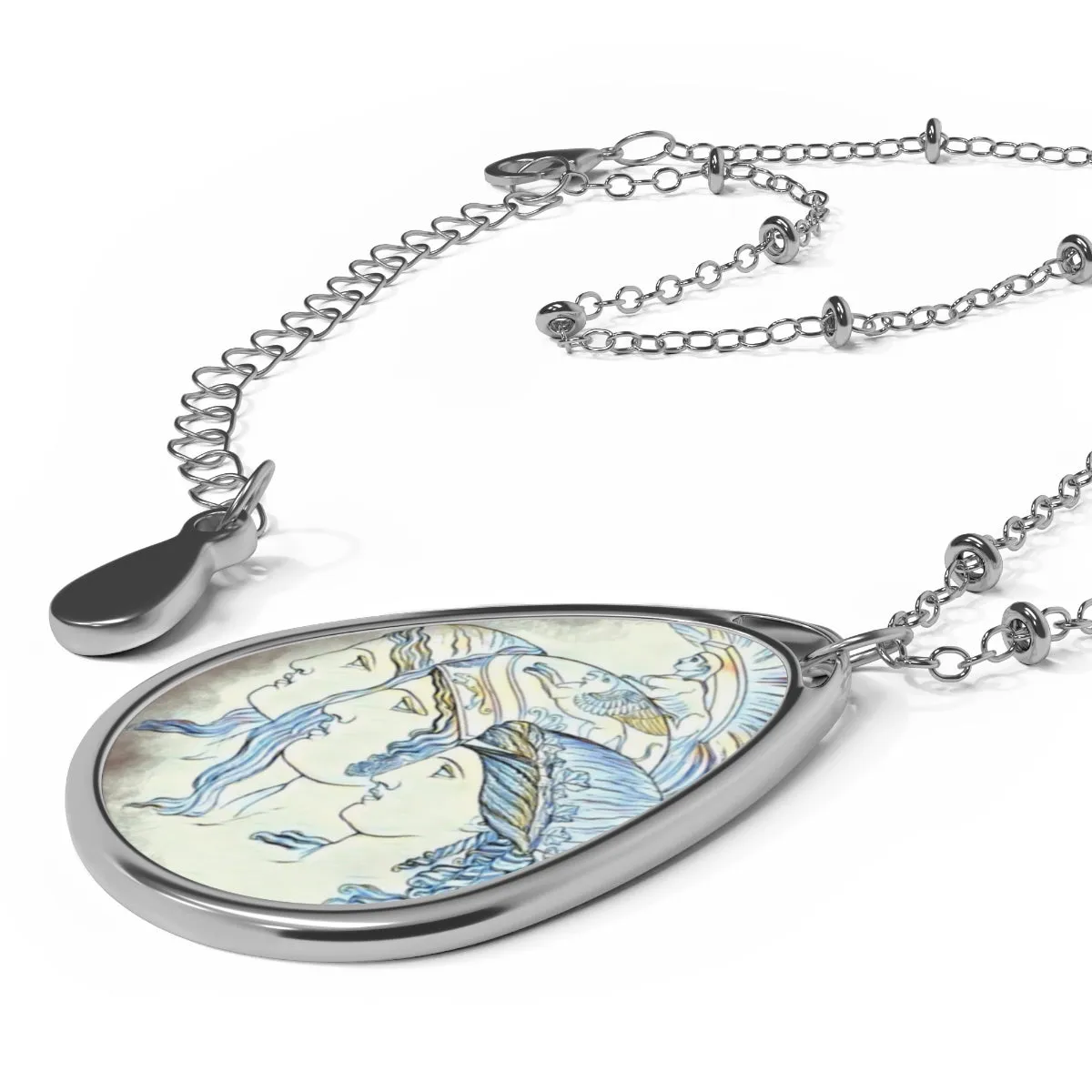 Three Grecian Ladies Oval Necklace